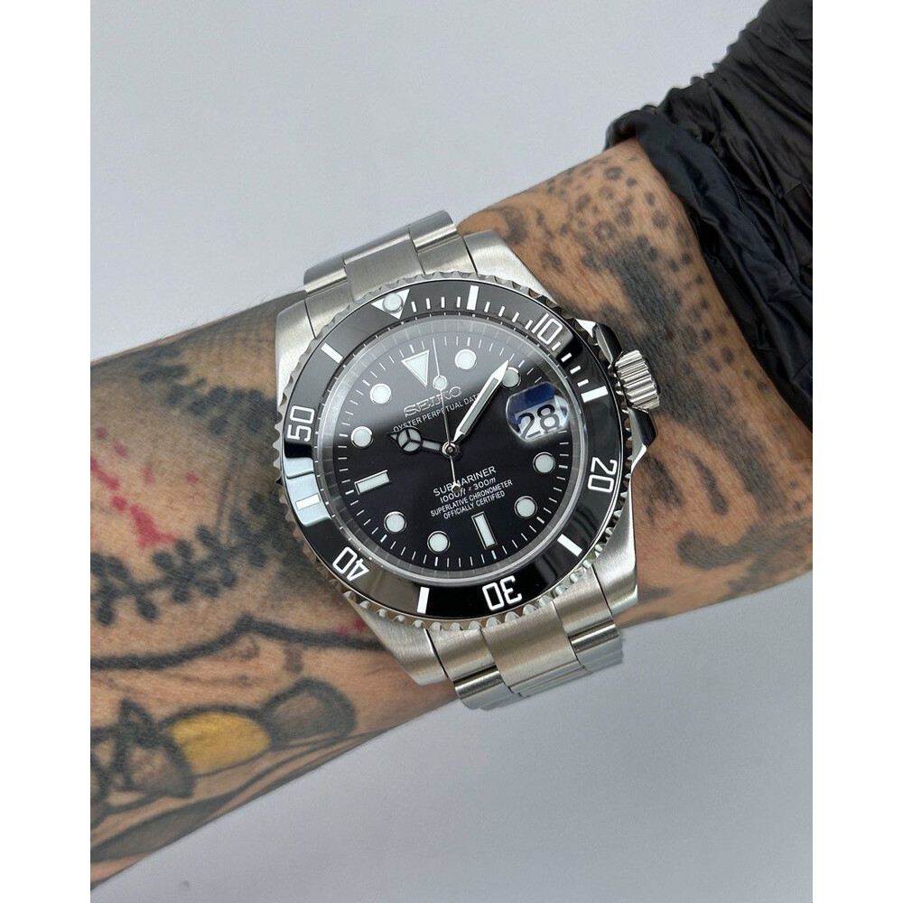 Custom Seiko Mod • Black Submariner • 40mm